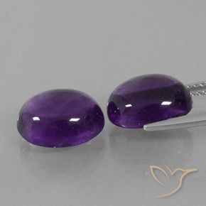 Gemas de Amatista Violeta medio natural de 8.25 ct, Ovalada, Transparente