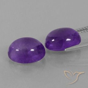 Gemas de Amatista Violeta medio natural de 7.70 ct, Ovalada, Transparente