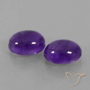 Gemas de Amatista Violeta medio natural de 7.38 ct, Ovalada, Transparente