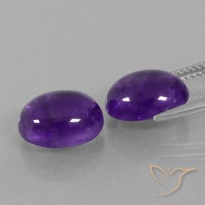 Gemas de Amatista Violeta medio natural de 7.38 ct, Ovalada, Transparente