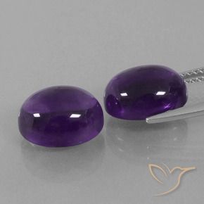 Gemas de Amatista Violeta medio natural de 8.98 ct, Ovalada, Transparente