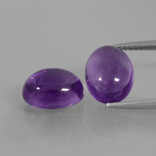 Gemas de Amatista Violeta claro medio natural de 5.94 ct, Corte Óvalo, Transparente