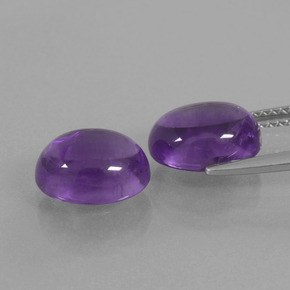Gemas de Amatista Violeta claro medio natural de 5.94 ct, Corte Óvalo, Transparente