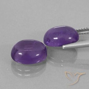 Gemas de Amatista Violeta medio natural de 7.80 ct, Ovalada, Transparente