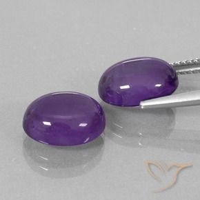 Gemas de Amatista Violeta claro medio natural de 7.55 ct, Ovalada, Transparente