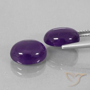 Gemas de Amatista Violeta claro medio natural de 7.42 ct, Ovalada, Transparente