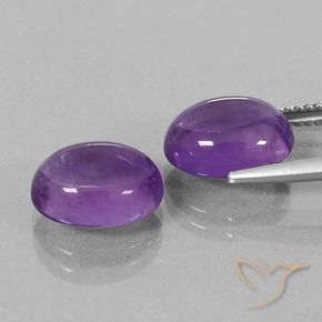 Gemas de Amatista Violeta medio natural de 7.53 ct, Ovalada, Transparente