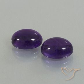 Gemas de Amatista Violeta medio natural de 7.27 ct, Ovalada, Transparente