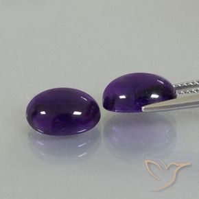 Gemas de Amatista Violeta medio natural de 7.27 ct, Ovalada, Transparente