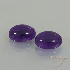Gemas de Amatista Violeta medio natural de 7.31 ct, Ovalada, Transparente