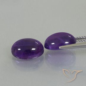 Gemas de Amatista Violeta medio natural de 7.31 ct, Ovalada, Transparente