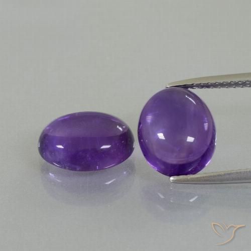 Gemas de Amatista Violeta medio natural de 6.45 ct, Ovalada, Transparente
