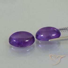 Gemas de Amatista Violeta medio natural de 6.45 ct, Ovalada, Transparente