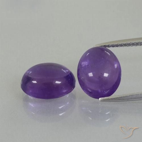Gemas de amatista violeta medio natural de 7,76 ct, corte óvalo, transparente