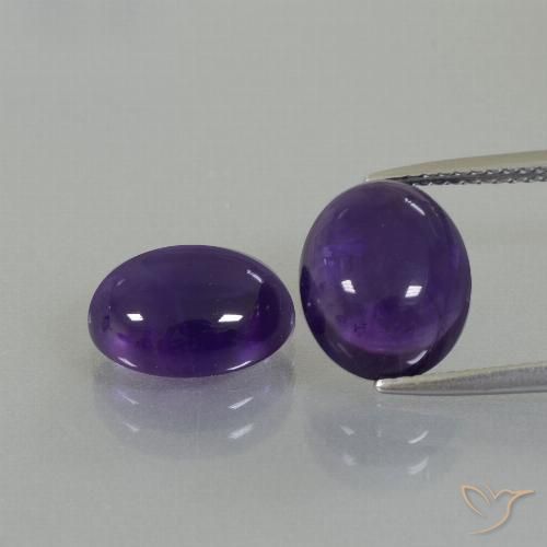 Gemas de Amatista Violeta oscuro natural de 7.22 ct, Ovalada, Transparente