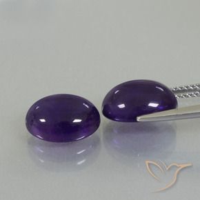 Gemas de Amatista Violeta oscuro natural de 7.22 ct, Ovalada, Transparente