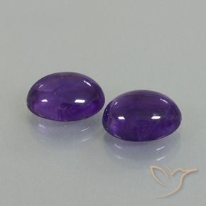 Gemas de Amatista Violeta medio natural de 6.87 ct, Ovalada, Transparente
