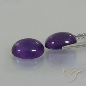 Gemas de Amatista Violeta medio natural de 6.87 ct, Ovalada, Transparente