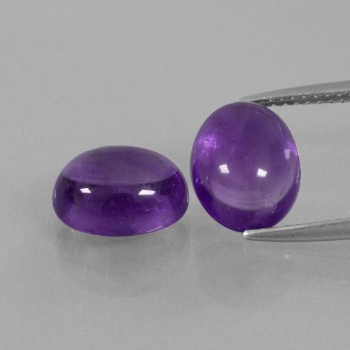 Gemas de Amatista Violeta claro medio natural de 5.82 ct, Corte Óvalo, Transparente