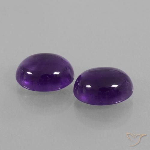 Gemas de Amatista Violeta medio natural de 5.56 ct, Ovalada, Transparente