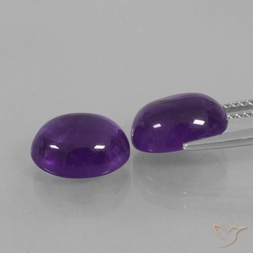 Gemas de Amatista Violeta medio natural de 5.56 ct, Ovalada, Transparente