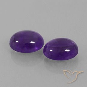 Gemas de Amatista Violeta medio natural de 7.04 ct, Ovalada, Transparente