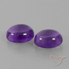 Gemas de Amatista Violeta medio natural de 7.89 ct, Ovalada, Transparente