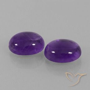 Gemas de Amatista Violeta medio natural de 7.15 ct, Ovalada, Transparente