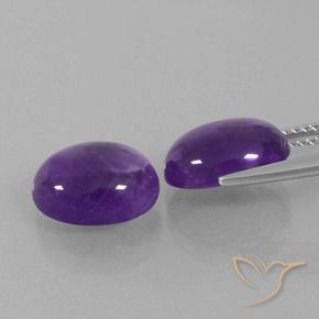 Gemas de Amatista Violeta medio natural de 7.15 ct, Ovalada, Transparente