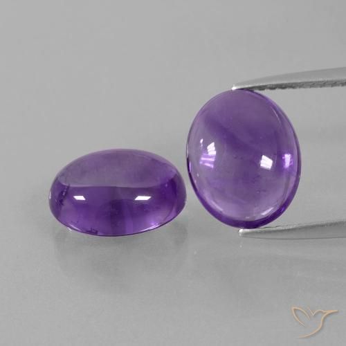 Gemas de Amatista Violeta medio natural de 6.87 ct, Ovalada, Transparente