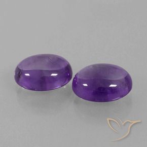 Gemas de Amatista Violeta medio natural de 6.87 ct, Ovalada, Transparente