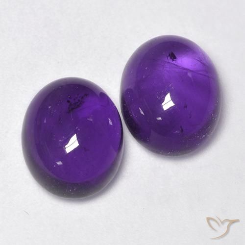 Gemas de Amatista Violeta medio natural de 7.70 ct, Ovalada, Transparente