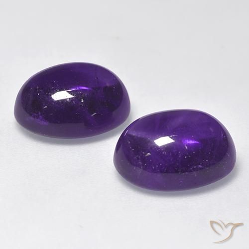 Gemas de Amatista Violeta medio natural de 7.70 ct, Ovalada, Transparente