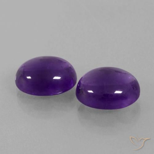 Gemas de Amatista Violeta medio natural de 7.39 ct, Ovalada, Transparente