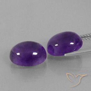 Gemas de Amatista Violeta medio natural de 8.43 ct, Ovalada, Transparente
