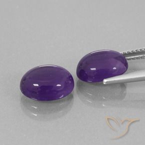 Gemas de Amatista Violeta medio natural de 5.40 ct, Ovalada, Transparente