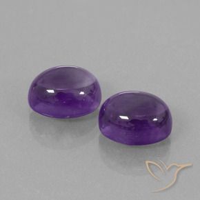 Gemas de Amatista Violeta medio natural de 6.68 ct, Ovalada, Transparente