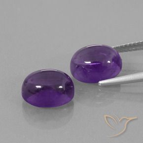 Gemas de Amatista Violeta medio natural de 6.68 ct, Ovalada, Transparente