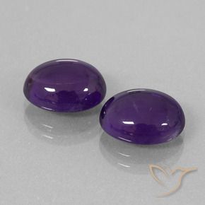 Gemas de Amatista Violeta medio natural de 7.30 ct, Ovalada, Transparente