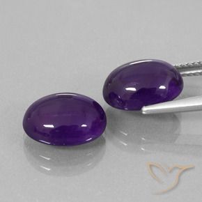 Gemas de Amatista Violeta medio natural de 7.30 ct, Ovalada, Transparente