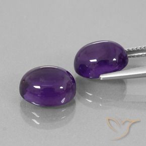 Gemas de Amatista Violeta medio natural de 9.22 ct, Ovalada, Transparente