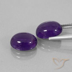 Gemas de Amatista Violeta medio natural de 7.45 ct, Ovalada, Transparente