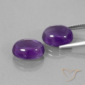 Gemas de Amatista Violeta medio natural de 7.64 ct, Ovalada, Transparente
