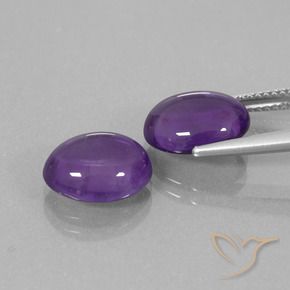 Gemas de Amatista Violeta claro medio natural de 6.69 ct, Ovalada, Transparente