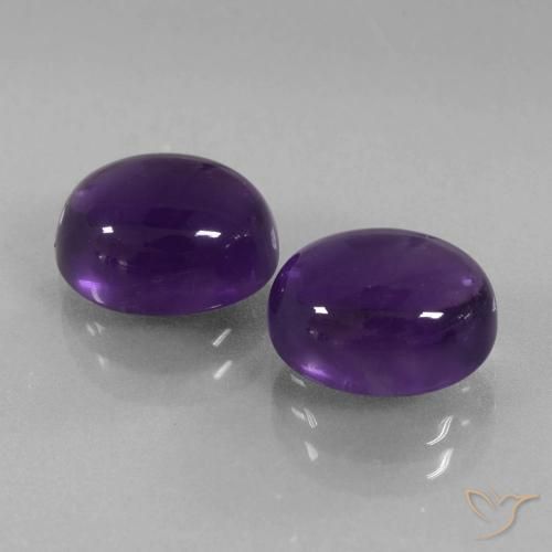 Gemas de Amatista Violeta medio natural de 6.59 ct, Ovalada, Transparente
