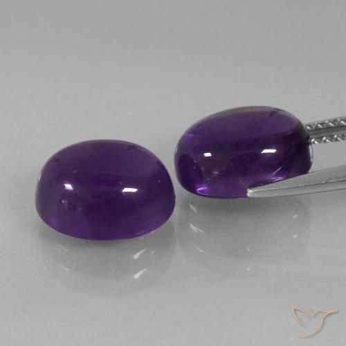 Gemas de Amatista Violeta medio natural de 6.59 ct, Ovalada, Transparente