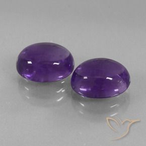 Gemas de Amatista Violeta medio natural de 5.74 ct, Ovalada, Transparente