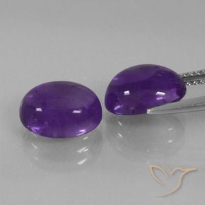 Gemas de Amatista Violeta medio natural de 5.74 ct, Ovalada, Transparente