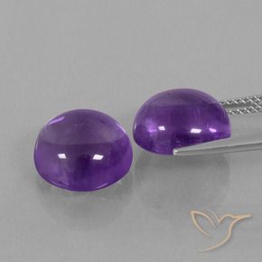 Gemas de Amatista Violeta medio natural de 10.21 ct, Redondo, Transparente