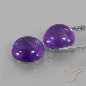 Gemas de Amatista Violeta medio natural de 9.45 ct, Redondo, Transparente